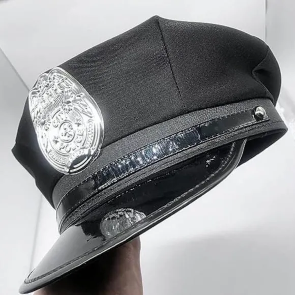 Politihat Voksen Politi Cosplay Hat Kaptajn Hat Officer Hat Tilbehør Sceneoptræden Militærhatte Halloweenfest