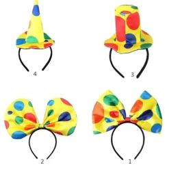 Polkaprikket Klovne Hårbånd til Voksne Børn Cosplay Party Kostume Rollespil Klovne Hovedbeklædning Halloween Kostumetilbehør En Sløjfe Hårbøjle