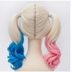 Polyester paryk (voksen) pink og blå