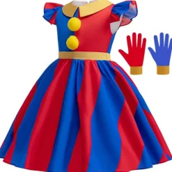 Pomni Cosplay-kostume Anime The Amazing Digital Circus tegneserieuniform hat handsker Halloween-fest for piger drenge børnekostumer 7-8T(140) 7-8T(140) a2 | Fyndiq
