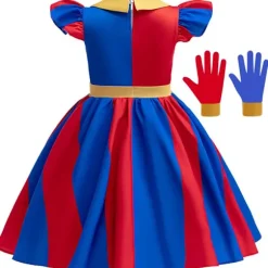 Pomni Cosplay-kostume Anime The Amazing Digital Circus tegneserieuniform hat handsker Halloween-fest for piger drenge børnekostumer 7-8T(140) 7-8T(140) a2 | Fyndiq