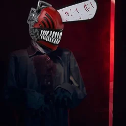 (pow yeah!) Anime Chainsaw Man Cosplay Horror Latex Maske Halloween Blodig Pochita Denji Skræmmende Hjelm Hovedbeklædning Maskeradefest Kostume Rekvisitter | Fyndiq