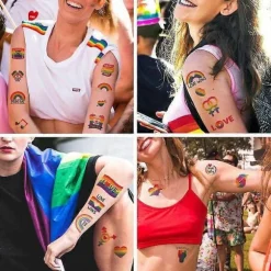 Pride Day Tatovering Med Kærlighed Regnbue Pride Party Midlertidige Klistermærker