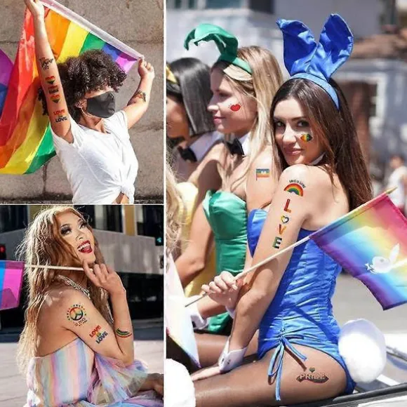Pride Day Tatovering Med Kærlighed Regnbue Pride Party Midlertidige Klistermærker