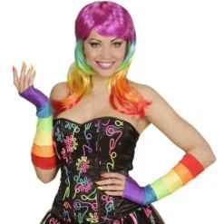 Pride Multifärgade fingerlösa handskar Maskerad Multicolor one size