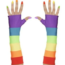 Pride Multifärgade fingerlösa handskar Maskerad Multicolor one size