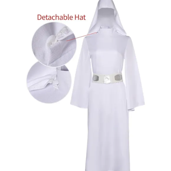 Princess Leia kostume, hvid lang nederdel voksen performance kostume M