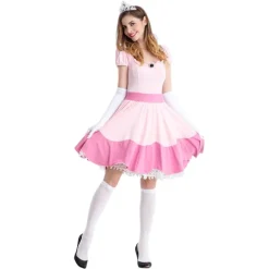 Princess Peach kostume til kvinder Halloween Cosplay kjole Y S