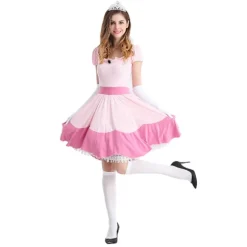 Princess Peach kostume til kvinder Halloween Cosplay kjole Y S