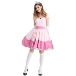Princess Peach kostume til kvinder Halloween Cosplay kjole Y S