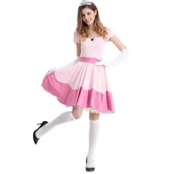 Princess Peach kostume til kvinder Halloween Cosplay kjole Y S