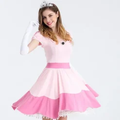 Princess Peach kostume til kvinder Halloween Cosplay kjole Y S
