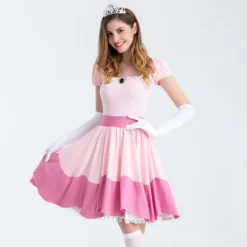 Princess Peach kostume til kvinder Halloween Cosplay kjole Y S