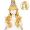 Prinsesse Peach Paryk 2026 Halloween Cosplay til Børn Piger Fødselsdagsfest Fancy[HK]