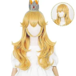 Prinsesse Peach Paryk 2026 Halloween Cosplay til Børn Piger Fødselsdagsfest Fancy[HK]