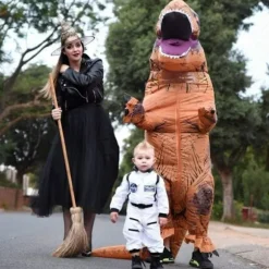 Påske Tilbud! Høj Kvalitets Oppustelig Tyrannosaurus Rex Dinosaur Kostume Halloween Voksen Maskerade Kostume (Brun) Voksen One Size (160-195cm) Tyrannosaurus Rex 160-195cm | Fyndiq