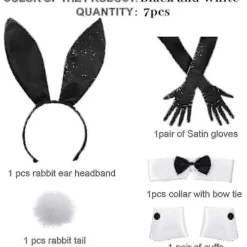 Påskehare Kostume Sæt med Ører, Butterfly, Manchetter, Handsker & Hale til Jule Cosplay[D]