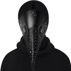 PU Læder Pestlæge Maske Halloween Steampunk Fuglemaske Lang Næse Kostume Prop Cosplay Maskeradefest