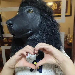Puddel Maske Høj Kvalitet Jule Dyredekorationer Vip Hunde Maske Cosplay Festforestilling Fuld Hovedrekvisit black