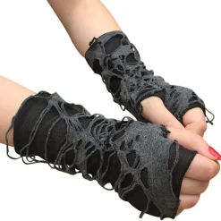 Punk fingerløse handsker til kvinder til cosplay, Halloween