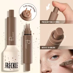 5-punkts fregnestempelpen Naturligt udseende vandtætte flydende fregner Hurtigtørrende ubesværet luftpudespids prikplet caramel
