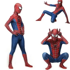 Raimi Spider Man Børn Voksne Jumpsuit Cosplay Kostume Kostume Festgave Børn XL (140-150) -1 Aldult S (150-160)