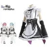Ram Rem Maid Cosplay Re Zero Kara Hajimeru Isekai Seikatsu Kostume Japansk Anime Kjole Startende Liv I En Anden Verden Kostume (M)