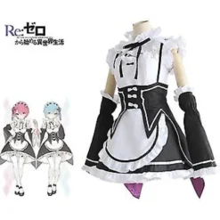 Ram Rem Maid Cosplay Re Zero Kara Hajimeru Isekai Seikatsu Kostume Japansk Anime Kjole Startende Liv I En Anden Verden Kostume (S)