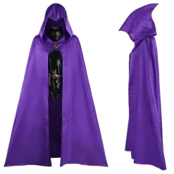 Raven Deluxe Kostume til Teen Titans Voksne Heldragt Med Kappe Cosplay Outfit Halloween Fest Fancy Dress Up S