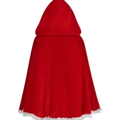Rød blondekappe med hvide flæser til Halloween, kort model, 80 cm
