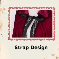 Rød Fløjl Rødhætte Kappe til Halloween & Cosplay [ZHE] Red+black edge 80CM