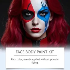 Rød Hvid og Blå Ansigtsmaling, Ansigtsfarve Kropsmaling, Halloween Makeup Sæt med Makeup Børste, til Halloween Kostumefest 2pcs