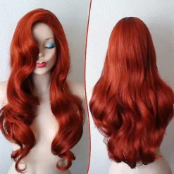 Rød lang bølget krøllet Jessica Rabbit Cosplay Paryk til kvinder, CJY