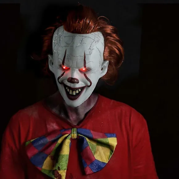REA Skræmmende It Pennywise Krybende Klovnemaske, Cosplay & Dekoration Halloween Festrekvisitter Smiley Smiley Glowing