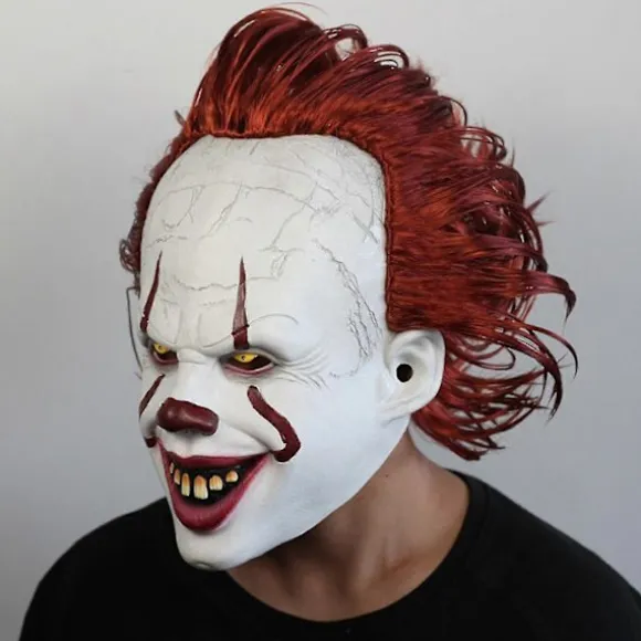 REA Skræmmende It Pennywise Krybende Klovnemaske, Cosplay & Dekoration Halloween Festrekvisitter Smiley Smiley Glowing