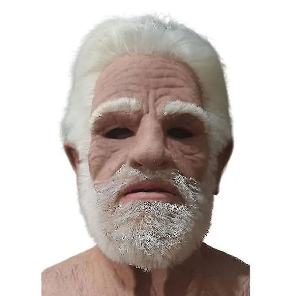 Realist Old Man Ansigtsmaske i Latex - Halloween Karneval Rynket Gammel Person Maske Voksen Kostume Tilbehør