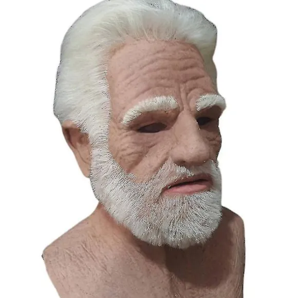 Realist Old Man Ansigtsmaske i Latex - Halloween Karneval Rynket Gammel Person Maske Voksen Kostume Tilbehør