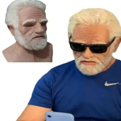 Realist Old Man Ansigtsmaske i Latex - Halloween Karneval Rynket Gammel Person Maske Voksen Kostume Tilbehør