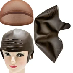 Realistisk munkekalot paryk i latex med aflange ører til tema Brown