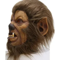 Realistisk ulvemaske, uhyggelig varulvemaske, rædselsdyrmaske til Halloween julefest dyrekostume pelsdragt hoved måneskinsulvemaske—yux
