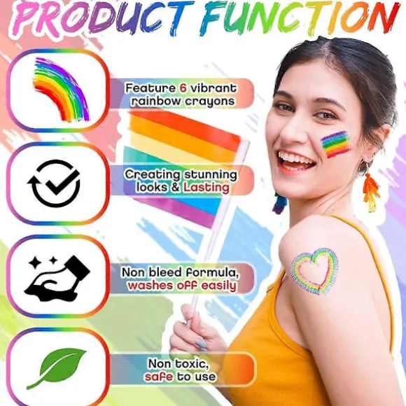 Regnbue Ansigtsmaling Pride Ansigts- og Kropsmalingssæt Regnbue Makeup Stick til Festligheder Cosplay Fødselsdags Makeup Tilbehør C