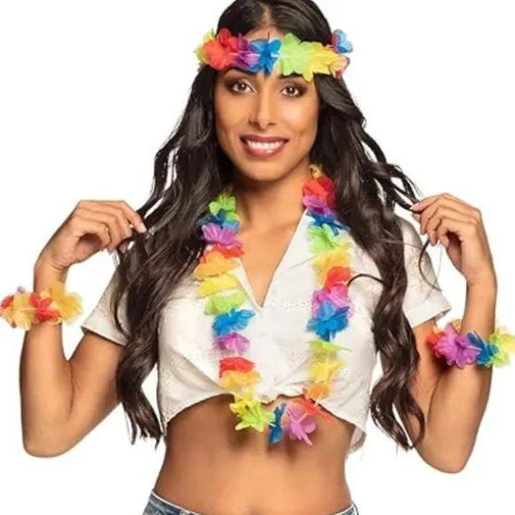 Regnbue Hawaii sæt, 4-delt sæt, tilbehør, sommer, strand, tilbehør