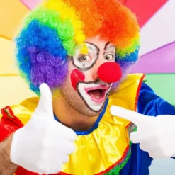 Regnbue Klovnekostume Paryk Svamp Næse Prikker Butterfly Hvid Handske Klovnesæt til Cosplay Beklædningsrekvisitter
