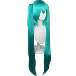 REMAKE Hatsune Miku Paryk Cosplay Fest Parykker med 2 Hestehaler Lang Glat Paryk Halloween Karneval Rekvisitter