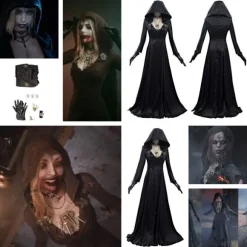 Resident Evil: Bela Dimitrescu Vampyrdam Cosplay kostume Bela Kjole+Paryk sæt Kun Paryk{FY} Only Wig One Size