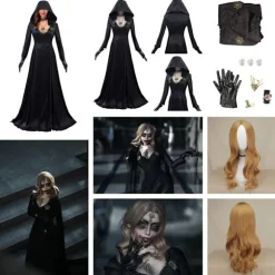 Resident Evil: Bela Dimitrescu Vampyrdame Cosplay kostume Bela Kjole+Paryk sæt Kun Paryk-FF- Only Wig One Size