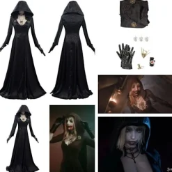 Resident Evil: Bela Dimitrescu Vampyrdam Cosplay kostume Bela Kjole+Paryk sæt Kun Costu{FY} Only Costume Women S