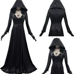 Resident Evil: Bella Dimitrescu Vampyr Dame Cosplay Kostume Bella Kjole + Paryk Sæt - Perfekt Only Costume Women XL