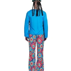 Retro Blå Hippie Disco Outfit - 1960'erne/1970'erne Groovy Kostume til Voksne S Mænd