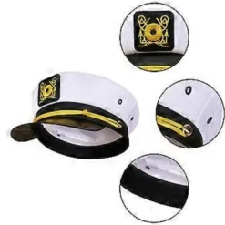 Retro Navy Marine Sailor Cap Yacht Kaptajn Hat Broderet Marine Admiral Hat Navy Hat Kostume til Halloween Hvid